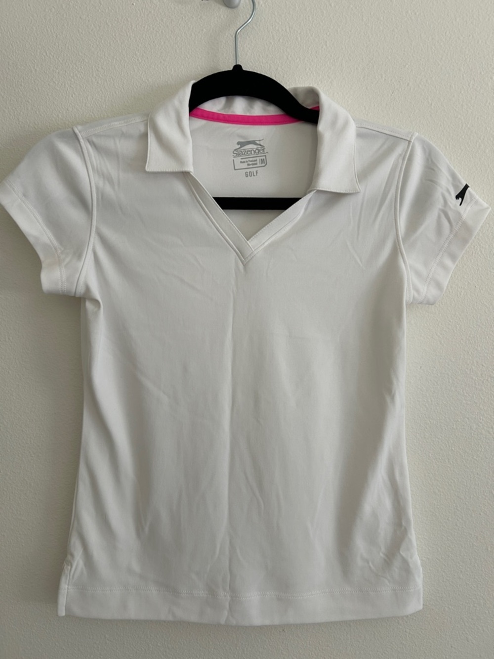 Slavenger White Golf Polo Short Sleeve Shirt Vneck Medium